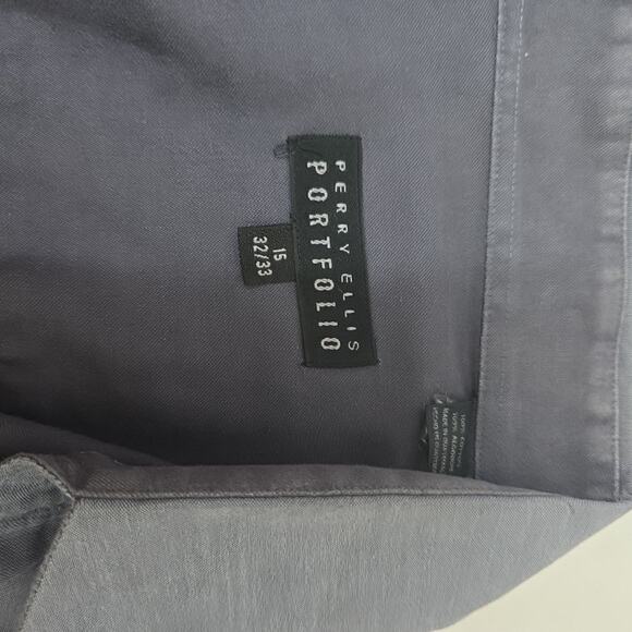 Perry Ellis Slate Gray 100% Cotton Long Sleeve Button Down Shirt Size 32/33 Soft - Picture 4 of 7